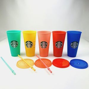 STARBUCKS Reusable Color Changing Cups Cold 5 PK Rainbow Summer 2020 READ